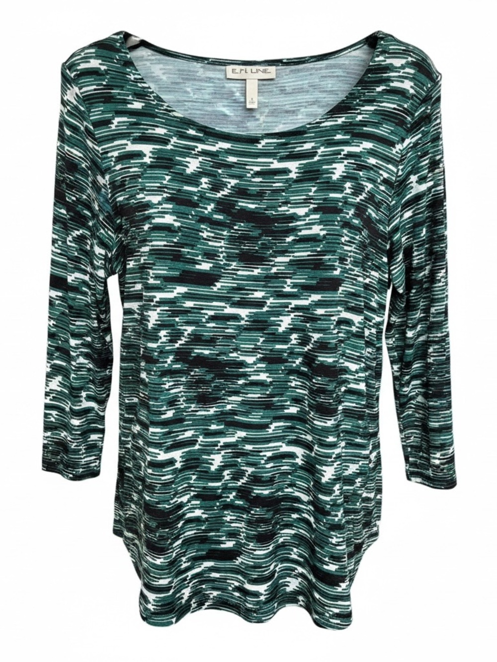 Emaline NWT Green Patterned Scoop Neck 3/4 Sleeve Top Women’s M